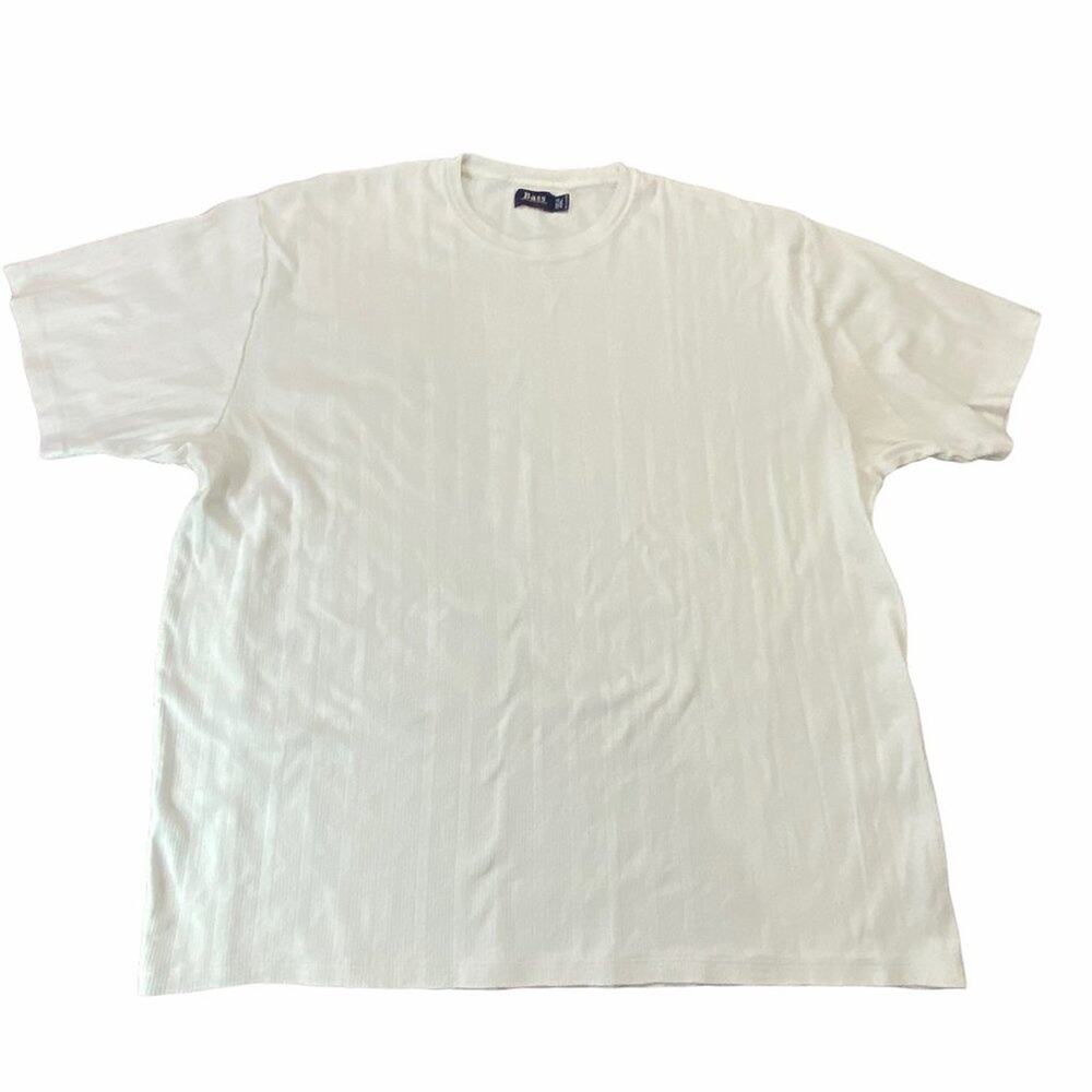 Bass White Ribbed Men's Dress Shirt Tee Size XXL